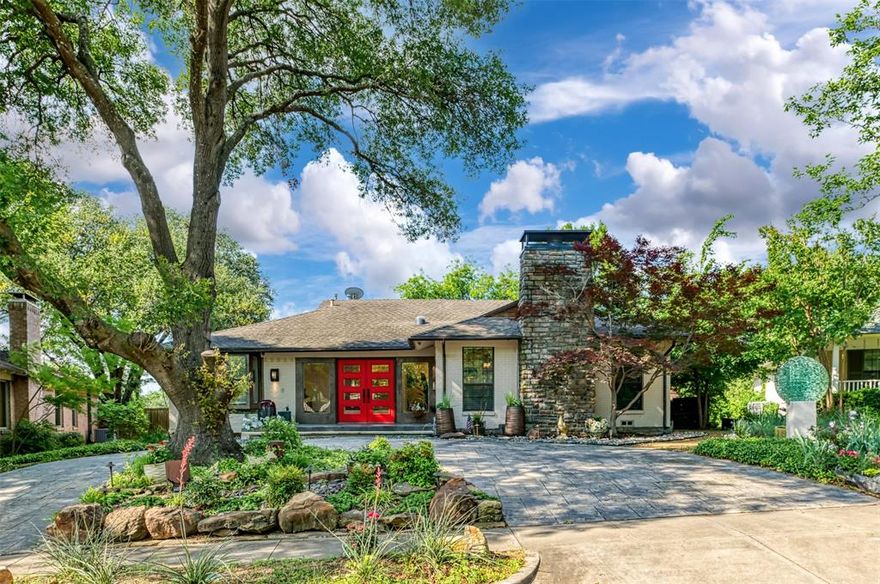 *Furnished* Want to come home and feel like you are on vacation--a sprawling ranch house with character and style that blends resort and modern convenience so well together.  Located in a tree-lined neighborhood minutes to White Rock Lake, the Arboretum and with quick access to downtown. Newly renovated in 2023, the home boasts 4 bedrooms and 4 bathrooms, with 3 generous sized bedrooms being ensuite. Vaulted ceiling family room is prewired with 6.1 speakers. The spa-like master suite has vaulted ceiling and a shower with 6 jets paired with a hammered copper soaking tub.  The detached insulated 2-car garage has a 220V outlet ready for your EV charger.  Beautiful outdoors feature circular driveway, curated landscape, water features, a vegetable & herb garden, artificial turf, gated driveway in the back and a patio with build-in cabinets and granite countertop. Hexter Elementary School is just down the street.