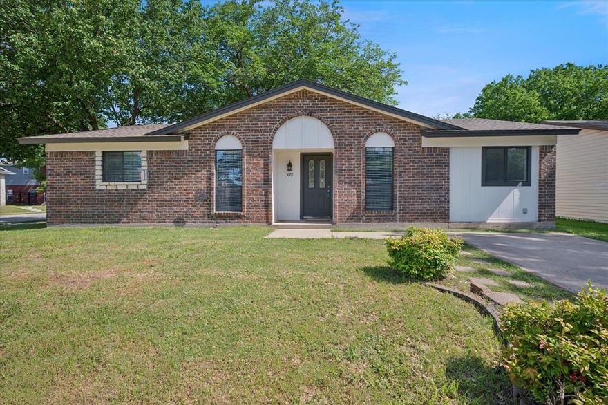 Beautifully updated home with large open concept living, dining and kitchen area.  Large corner lot with mature trees, storage shed-workshop with electricity and oversized patio in the backyard.  Recent updates include HVAC (2024), new LVP flooring, new quartz countertops, interior doors and trim, double French door with enclosed blinds and new interior paint.  Three bedroom and 1.5 bath home with large laundry room.