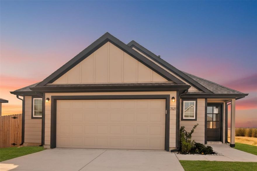 Welcome home to Rocky Creek Crossing in Fort Worth, TX. The Aspen is a charming, thoughtfully designed one-story home that offers comfort, style, and space to gather and unwind. With 3 bedrooms, 2 bathrooms, and a 2.5-car garage, this home provides the perfect balance of functionality and flexibility for everyday living. Inside, vinyl plank flooring flows throughout the common areas, paired with included privacy blinds to help the home feel complete from day one. The gourmet kitchen is sure to impress, featuring 42-inch cabinetry, granite countertops, and a box window at the dining area that brings in natural light and adds character to the space. Designed to open easily into the main living areas, it creates a welcoming setting for meals, conversations, and entertaining. The private Owner’s Suite offers a relaxing retreat with granite countertops, a sizable shower, and a spacious walk-in closet—designed for both comfort and convenience. Step outside to enjoy the covered patio and full sod, making outdoor living and yard maintenance simple and enjoyable. Located in Legend’s newest community, Rocky Creek Crossing, this beautiful new home blends modern finishes, thoughtful design, and low-maintenance living—an inviting place to settle in and call home. Don’t miss your opportunity to make it yours—schedule a visit today! *Please use Google Maps for the best driving directions. *