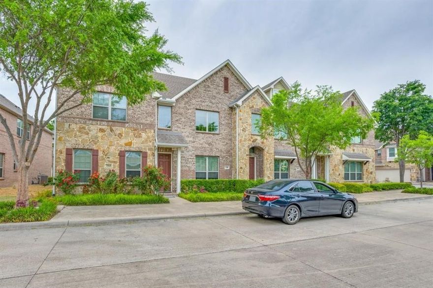 Experience the ease and comfort of low-maintenance living at McKamy Park, complemented by its exceptional community amenities. Located just east of U.S. 75 within the Richardson ISD, McKamy Park is conveniently near the Spring Valley DART rail station, as well as various dining and shopping options. Developed by CB JENI Homes, this elegant two-story townhome features three bedrooms, two and a half bathrooms, and two living areas.  The home boasts an open floor plan that allows for ample natural light and modern finishes. Ideal for hosting gatherings, the stylish kitchen is outfitted with stainless steel appliances, including a five-burner gas range and  generous cabinet space, and a large island that flows effortlessly into the expansive living and dining areas. The primary suite is spacious   sizable walk-in closet, and a elegant  en-suite bathroom. Additional features include hardwood flooring, , engineered quartz countertops, high ceilings, a pocket office, a large storage closet beneath the staircase, and an upstairs utility and a loft area.