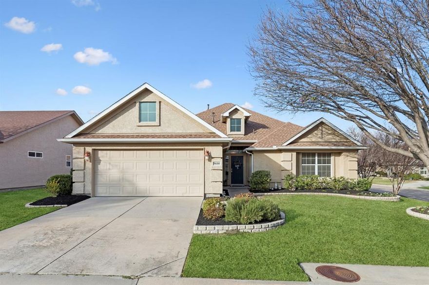 Beautiful Augusta model on a premium corner lot in the resort-style community of Robson Ranch. This rare 3-bedroom, 2-bath opportunity offers a flexible floor plan and exceptional livability in one of the area’s most sought-after 55+ neighborhoods. The open-concept kitchen features a large center island, electric range, built-in microwave, and refrigerator, all overlooking the spacious family room—ideal for both everyday living and entertaining. The family room showcases 10-foot ceilings, crown molding, and a ceiling fan with light, creating a bright and welcoming atmosphere. The private primary suite includes a generous walk-in closet, dual-vanity bath, and a private door leading directly to the outdoor patio. Two secondary bedrooms offer versatility, with one perfectly suited for a home office or den. Additional highlights include an extended garage and beautifully landscaped grounds with mature trees that enhance the home’s desirable corner-lot setting. Enjoy low-maintenance living and access to Robson Ranch’s unmatched resort-style amenities.