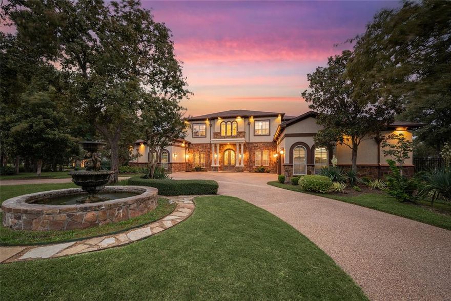 Wonderful opportunity to own in the renowned Point Noble community along Grapevine Lake.

With 7 bedrooms, 7 full baths, 2 half, and a full apartment in the pool house, there is plenty of space for families and guests. The formal living and dining spaces provide beautiful backdrops for

entertaining, and the windows throughout offer expansive views of the trees and sky beyond. Open-concept kitchen, breakfast room, and family den are the heart of the home, and the working elevator ensures all can enjoy the home for years to come.

Primary suite offers its own sitting area with fireplace, oversized bathroom, and generous closet with private washer and dryer. Media room, wine room, gym, sauna, and home office make all areas of life convenient. And the pool and spa provide the perfect place to cool off after playing a game of basketball on the full court.

Enjoy sunsets every evening and feel as though you’re in the hill country without leaving the city.