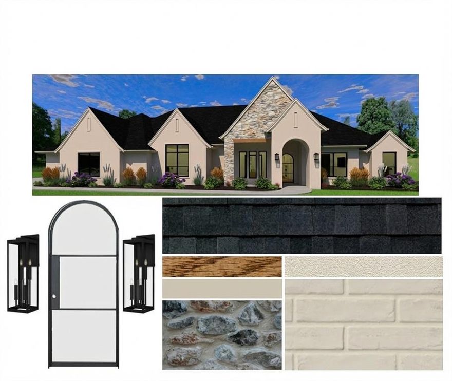 Nestled on 2 private acres in the community of Bear Creek Ranch in Aledo, this Modified Cape May Signature Series new construction will offer 3,677 sq ft of luxury living with 4 bedrooms, 3.5 baths, a dedicated study, game room, and an impressive 4-car garage. The striking exterior will feature painted brick in Beige, English Cobblestone natural stone, stucco accents, black-framed windows, and an 8-ft iron front door beneath Black architectural shingles. A covered porch with stained beadboard ceilings completes the curb appeal. Inside, a dramatic barrel ceiling entry flows into full arch openings, 8-ft doors, and engineered hardwood floors throughout. The chef's kitchen will boast two islands, Granite, custom cabinets, a 36in gas cooktop, double oven, drawer microwave, and an apron sink. The living room will feature four pine box beams and a gas fireplace with white oak floating mantel. The primary suite will include a Dutch vault ceiling, two walk-in closets, and a spa wet room with beach entry shower, linear drain, Quartz finishes, and a 66in Jetta Knox soaker tub. A 4th bedroom will have its own ensuite. Highlights include open cell foam insulation, 14 SEER HVAC, epoxy garage floors, and a 12,500 sq ft landscaping package. Schedule a tour and make this future masterpiece yours!