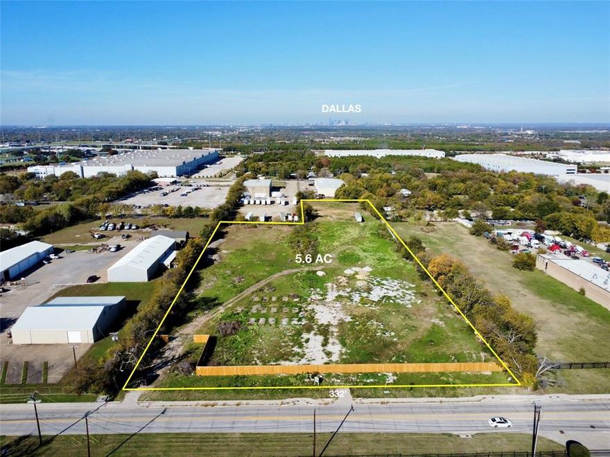 6 Acres of land zoned Commercial Highway on Danieldale and I-35E. Quick access to I-35E and I-20 and only a few minutes from downtown Dallas. Excellent visibility for your commercial needs and use. Centrally located near large warehouses and distribution centers such as Wayfair, Kohls, FFE Transportation Services, Holt Lunsford Commercial, Global Industrial Distribution Inc., Dart Transit, Kendal King, and Mars Petcare. More than 330 Feet of road frontage. Over 250,000 cars a day pass by on I35E each day. Lancaster is a growing suburb located just 20 minutes from Downtown Dallas, which gives it excellent potential for commercial development. Call agent for more info.