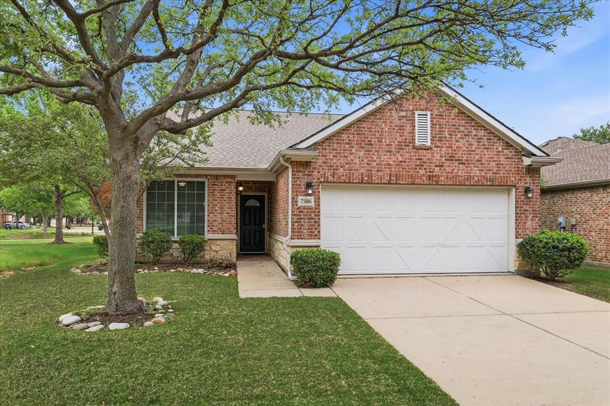 Beautiful Magnolia Model located in the sought after 55+ Community of Frisco Lakes. This home has 2 bedrooms, a Bonus Room for hobbies and an office. The Kitchen features a breakfast bar, stainless steel appliances, dual sinks, and an abundance of counter space and cabinets. The Dining Room is open to the kitchen for easy entertaining. The spacious Family Room opens to the cozy private patio and a fully fenced backyard. The Primary Suite has two walk in closet, ceiling fan and Ensuite Bathroom. The Ensuite Bathroom has dual sinks, walk in shower and another walk in closet. Double French Doors lead into the office just off the foyer. The Guest Bedroom, Bathroom and Bonus Room are split from the Primary Bedroom for additional privacy. Freshly painted throughout. Frisco Lakes boasts an array of amenities designed to enrich your lifestyle including scenic walking paths, picturesque ponds, pickleball courts and a pristine 18 hole championship golf course. Immerse yourself in the vibrant social scene at the amenity centers where endless opportunities for recreation and camaraderie await. Make this your next home sweet home!