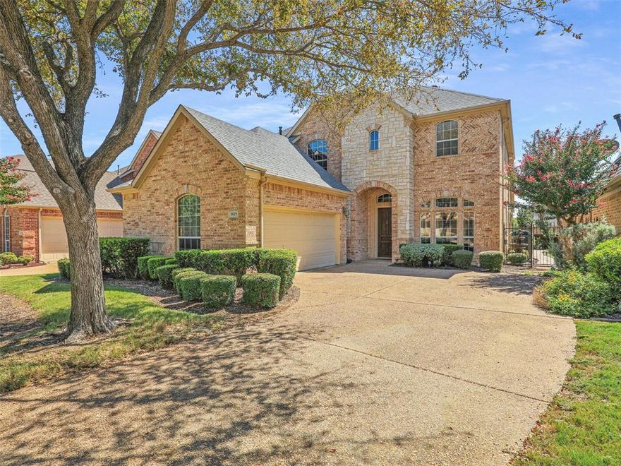 Stunning executive remodeled custom home in gated Creekside at Stonebriar for Lease! Gourmet kitchen boosts stainless steel Kitchenaid appliances, gas cooktop, beautiful white cabinetry, granite countertops, center island, breakfast bar open to inviting family room with soaring ceilings, custom flooring, plantation shutters and beautiful gas log fireplace! Primary owner's retreat is located on main floor showcasing plantation shutters, luxurious updated ensuite bath & spacious walk-in closet equipped with a shoe closet! Handsome study (down)is perfect for home office. Two bedrooms with large walk-in closets, updated bath and second living area are upstairs. Low maintenance private fenced backyard offers stamped concrete covered patio:ideal for outdoor entertaining! Charming drive up! Conveniently located to 121 and Dallas tollway, shopping and restaurants! Great opportunity to live in a Prestigious neighborhood in a pristine home!