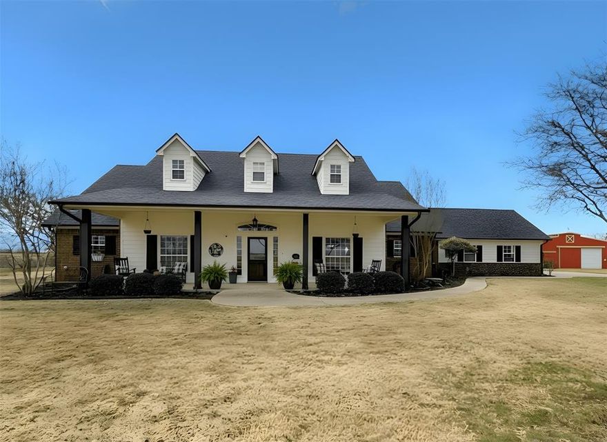 Beautifully updated and meticulously maintained 10-acre gated estate offering exceptional space, privacy, and versatility. The fully fenced property features two updated homes and extensive improvements throughout.
The main residence offers 4 bedrooms and 3 full baths with spacious open-concept living areas. A second-floor game room provides flexible use as an additional bedroom or private retreat and includes a full bath and a large walk-in cedar storage closet. Interior upgrades include quartz kitchen countertops, brand new double-ovens, updated lighting fixtures and wood-look tile flooring throughout the entire lower level.
A separate 1,200 sq ft guest house features  a large private bedroom suite, master-sized bathroom and walk-in closet, built-in carport, and its own fenced backyard—ideal for guests, extended family, or next-generation living.
Property amenities include a 30’ x 30’ Shop and attached carport both with electricity, a Barn with 3 stalls, tack room & attached equipment storage, a supersized covered RV parking area with a 50-amp hookup, and a 565’ Well.  
The private backyard retreat features a beautifully finished pool area fully enclosed with pipe fencing, providing a secure and relaxing environment.
Major updates include all three HVAC systems replaced (2023 & 2025), LG black stainless steel appliances, new water heater (2023), hot water circulator (2025), updated lighting, interior and exterior paint (2023), pool replastered and retiled (2022), and new roof, decking, and gutters on the main house and well house (Nov 2025).
Well suited for multi-generational living with additional potential for agricultural, hobby, or certain home-based business uses, subject to buyer verification and applicable regulations.