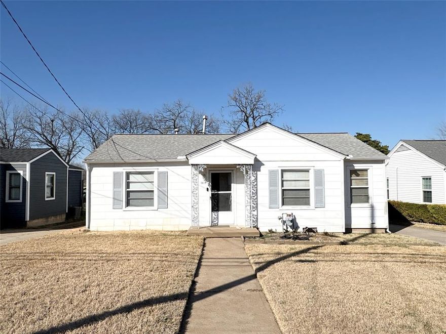 Charming gem in Oak Cliff! This well-maintained starter home and or investment opportunity is being offered as-is with recent passing roof inspection in hand. A classic 1947 built home which offers 1,147 sqft of comfortable living space on a generous ~7,405 sqft lot. Kitchen features a lovely classic bar attached to countertop space. Love natural light? The second living area boasts floor to ceiling windows which allow the perfect opportunity to sit in the comfort of this home while enjoying the sun with your morning coffee or tea! Featuring 2 spacious bedrooms and 1 full bath, this cozy residence blends timeless character with modern potential. Perfect for those who have been looking for a larger park-like backyard, there is plenty of space around back to make your outdoor living area come to life & blend the attached covered patio space with the attached carport. Also featuring a detached 1 car garage, there is opportunity for a tool shed or space to store a daily-use or project vehicle! Nestled in Oak Cliff this home is minutes from the abundant dining and nightlife available in Bishop Arts District with quick access to Downtown Dallas.