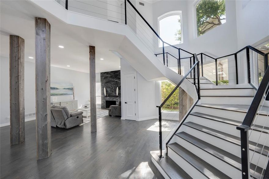 COMPLETELY RENOVATED Modern Home. Oversized cul-de-sac lot overlooking 11th fairway and green of Stonebriar Country Club, the home rivals any new construction & offers resort style living in the heart of Frisco, wrought iron floating staircase w-italian porcelain flrs & quartz countertops. Spacious living rm. Brand new modern kitchen alongside top of the line grade appliances with a huge custom island.  The built-in Thermador refrigerator with custom cabinetry is just delightful. The secluded primary suite over looking the pool with a huge custom closet additional cedar closet space.  The oversized wet area including rainfall shower, soaker tub w-dual vanities.  The four generously sized bdrms upstairs w-ensuite baths, two bdrms w-jack & jill gorgeous balcony overlooking the pool and Stonebriar golf course. Backyard oasis w-expanded patio and sparkling renovated heated pool. The various seating areas with prime golf course views.