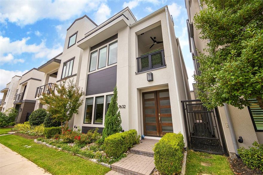 Experience luxury living in the heart of Legacy West, where modern design meets true walkability. This beautifully crafted Plano home offers elevated style, thoughtful details, and an effortless urban lifestyle just steps from the area’s premier dining, shopping, and entertainment.

Enjoy the convenience of a true walk-up entrance with direct street access, enhancing both walkability and the feel of true city living.

The first floor features two secondary bedrooms and a full bath perfect for guests, family, or a flexible home office setup.

Upstairs, the open-concept second level serves as the main living space. A bright, airy living room flows seamlessly into the dining area and a well-appointed kitchen featuring an eat-in island, 6-burner gas cooktop, and a stylish coffee bar with built-in wine fridge. A sleek half bath adds convenience for everyday living and entertaining.

The primary suite is thoughtfully positioned on this level, offering a walk-in closet and a beautifully designed bathroom with dual vanities and a glass-enclosed shower. Just off the main living area, a covered balcony provides the ideal spot for morning coffee or relaxing evenings.

An oversized two-car garage provides exceptional storage and versatility.

All furniture, décor, and accessories in the home are also available for purchase, offering the option to acquire the property fully furnished for an additional cost.

With its modern layout, refined finishes, walk-up street access, and unmatched walkability, this Legacy West home delivers the sophisticated urban lifestyle buyers are searching for.