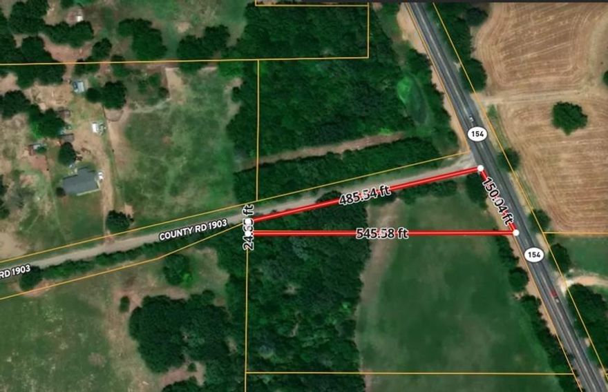 1.155 acres. Mostly open land with woods on the back corner lot. Fronts HWY 154 and CR 1903. No known restrictions. Water is Lake Fork water and wood county electric. ideal for a mobile or a parcel to build your new home plus a great location for a commercial enterprise. Survey with T-47 in transaction desk.