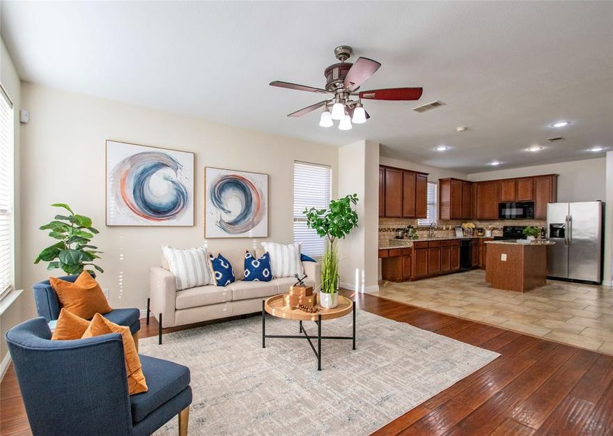 Move-in ready and absolutely stunning, this single story, 4 bedroom, 2 bath home shows like a model and is packed with upgrades buyers are searching for. With fresh neutral paint and new carpet throughout, this home feels clean, bright, and completely turnkey from the moment you walk in.

The open floor plan features engineered wood flooring in the entry, dining, and family rooms, creating a warm, modern feel ideal for everyday living and entertaining. The light filled kitchen is the heart of the home, offering an island, granite countertops, tile backsplash, abundant counter space, and sleek black appliances. The refrigerator conveys, making this an easy, stress free move.

The versatile fourth bedroom doubles perfectly as a home office or study, a must have for today’s lifestyle. Natural light flows throughout the home, highlighting its designer inspired finishes and thoughtful layout. Located in the highly sought after Keller ISD, this amenity rich community offers six swimming pools, parks, fishing ponds, a community center, and more. Look no further for resort style living in a great neighborhood.

Updated, light and bright, and truly move-in ready, this home checks every box and is one you need to see in person to fully appreciate..