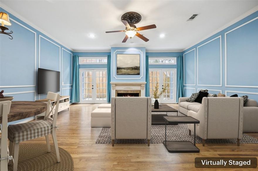 Rare opportunity to own this elegant 2-bedroom, 2-bath condo in the heart of Dallas—ready for you to make your own! The inviting living room sits at the center of the home, showcasing a stately fireplace, beautiful woodwork, a convenient wet bar, and French doors that open to a private outdoor space. The kitchen features built-in stainless steel appliances, ample cabinetry, and generous storage—perfect for everyday living or entertaining guests. Upstairs, the enviable primary suite offers access to a spacious terrace and a luxurious ensuite bath complete with dual sinks, separate vanities, a separate shower, and a large soaking tub. The secondary bedroom is equally impressive, featuring its own private ensuite bath for ultimate comfort and privacy. A cozy bonus sitting area just outside the bedrooms provides a perfect nook for reading, working, or relaxing. Enjoy the rare combination of a large outdoor terrace and a small backyard—ideal for gardening, pets, or simply unwinding outdoors. This home’s prime location offers exceptional convenience to parks, shopping centers, restaurants, and recreational facilities. Whether you’re seeking tranquility, entertainment, or accessibility, this Dallas gem delivers it all. 3D tour available online.