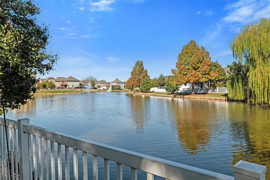 Must see this large home with waterview in backyard! Experience resort-style living with an updated 5-bedroom, 3-bath home featuring an office, formal dining, breakfast area, 2 living rooms, gameroom, 2 Balconies, and 3-car tandem garage. The chef’s kitchen is a true showstopper with granite island & countertops, stainless steel appliances, abundant cabinetry, and a convenient built-in desk—perfect for everyday living or entertaining. The open-concept layout invites gatherings, offering stunning views of the serene pond and a charming white fenced backyard.
Downstairs, you’ll find a private guest suite, a full bathroom, a spacious office with a beautiful bay window. Upstairs, the luxurious primary suite offers a spa-like bath with a garden tub, separate shower, dual vanities, and an expansive walk-in closet. Step onto your private balcony to enjoy peaceful mornings with coffee or unwind in the evening as you take in the view.
The second level also features a second balcony, two versatile areas ideal for a game room, media space, or playroom, along with three bedrooms-each with its own walk-in closet. Updates within past 2 years include: new flooring upstairs and downstairs except for study, bathrooms and laundry room; New Light fixtures throughout (see transaction desk for specific list), new appliances within past year, and RING Floodlight camera in front and backyard.  Located in the highly desirable Savannah community, residents enjoy an incredible array of resort-style amenities, including a waterpark, fitness center, trails, playgrounds, and sports fields. The 20,000-square-foot clubhouse features a ballroom, library, kitchen, café, weight room, sauna, conference room, and more. Priced below appraisal district value! HWY 380 is flowing more nicely now that more of the construction is complete and you can have fast access to retail such as COSTCO and HEB within a 5 min drive.  Come see your new Home today!