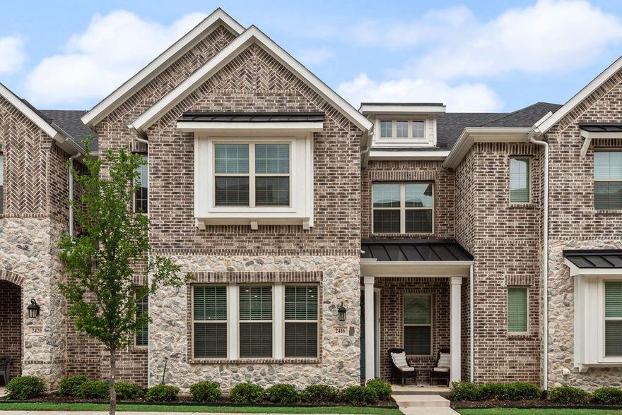 Experience the pinnacle of ultramodern townhome living in the heart of The River Walk! This stunning Crockett floorplan in Lakeshore Terrace offers a sophisticated blend of luxury and convenience, situated on a premier homesite adjacent to the scenic Primrose walking trails. Enjoy peaceful views of the preserve and immediate access to a vibrant, upscale mix of retail and dining spaces just steps from your front door. The home’s interior is a masterclass in thoughtful design, featuring four spacious bedrooms and four full bathrooms. At the heart of the home, the impressive gourmet kitchen boasts a large breakfast bar island that flows seamlessly into the sumptuous dining area and Great Room. Whether you are hosting a grand gathering or enjoying a quiet evening, the sleek 60-inch linear fireplace provides the perfect focal point for any occasion. Key Features Include: Versatile Living: Includes a dedicated game room, perfect for a home media center or play area. Modern Amenities: Oversized laundry room designed to make everyday chores a breeze. Low-Maintenance Lifestyle: HOA-included lawn care ensures you have more time to explore. Prime Location: Just a short stroll to The Promenade, featuring an amphitheater, boutique shops, and diverse dining options. Discover a lifestyle where nature meets urban convenience. This is more than a home; it’s your gateway to the best of Flower Mound.