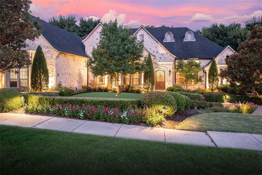 STUNNING luxury in highly-esteemed Chancellor Creek! Gorgeous foyer with custom crown, window coverings, & chandeliers. Hand-scraped hardwoods lead to an oversized primary with fireplace that boasts a soaking bath, dual entry shower with dbl shower heads, separate steam shower, & dual closets. One is fully upgraded with island & power racks. Feel at home in the open living space & chef's kitchen with self-sanitizing copper sink, double door dishwasher, built-in steamer & refrigerator, & more! Upstairs is an entertainer’s dream! Full bar with kegerator, golf simulator, fireplace, wine cellar, media room, & balcony that overlooks resort style backyard that backs up to a creek with huge lit trees that provide optimal shade, plunge pool with water feature, koi pond, luxury treehouse, storm cellar, putting green, & built in grill & fireplace under a large covered patio. Back door of home takes you into a luxury cocktail lounge built with Jerusalem stone and large wooden doors. A MUST SEE!