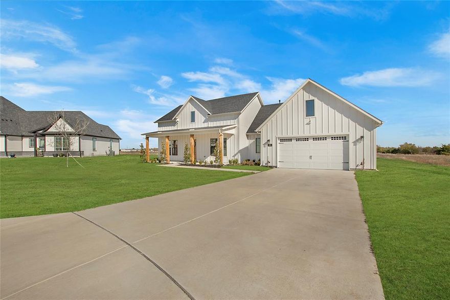 Welcome to your dream home in the sought-after Lexington Heights community of Nevada, Texas! This stunning modern farmhouse by Cope Homes is perfectly situated on over an acre, offering a serene lifestyle without the restrictions of an HOA.

The thoughtfully designed layout features a first-floor primary suite, a true retreat with a luxurious ensuite bath. Relax in the free-standing tub, enjoy the dual shower heads in the spacious walk-in shower, and appreciate the convenience of a walk-in closet that connects directly to the laundry room.

On the opposite side of the home, you'll find two additional bedrooms, and an office perfect for remote work. The office is counted as the 4th bedroom. It is spacious and can build out a closet if needed. 

The heart of the home is an open-concept living space, enhanced by modern finishes and sliding glass doors that lead to the outdoor covered patio. The patio is an entertainer's dream, complete with a wood-burning fireplace featuring a gas starter—perfect for cozy evenings or hosting gatherings year-round.

With updated features throughout, premium craftsmanship, and no pesky HOA, this modern farmhouse offers both style and freedom in a peaceful community. Don't miss your chance to call this beautiful property home!

Refrigerator, washer and dryer incldued.
