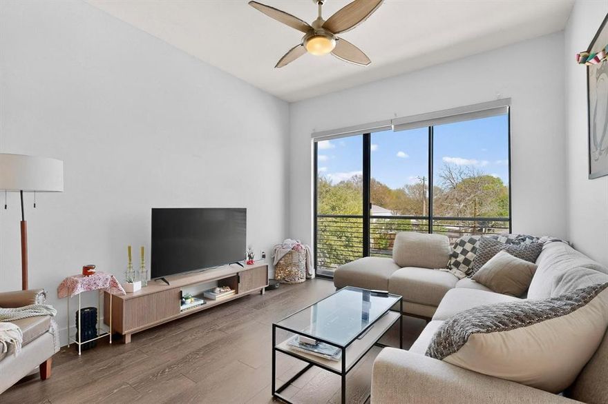 Courtyard-facing corner unit featuring automatic blinds & a highly private layout in an amazing Uptown Dallas location! As a top-floor end unit, this condo has no neighboring unit immediately beside or in front & does not align directly with the unit across the hall, providing an extra level of privacy AND quiet. A bright, welcoming floor plan opens to the kitchen & separate dining area, complete with a large kitchen island, pendant lighting & SS appliances. High ceilings & oversized windows allow for tons of great natural light throughout, plus a sliding door opening to a Juliet balcony in the living room, complete with automatic shades. The bathroom is extremely spacious & has multiple entries for easy access from the primary bedroom & main spaces, featuring dual sinks & a huge walk-in closet. Second bedroom could be used as an office, studio, workout space or guest room. Utility closet with full-size washer & dryer area can be closed off when not in use. Amenities in this gated community include covered parking, a saltwater pool, gym & dog run—the full package! Right down the street from Craddock Park, 5 minutes to Love Field airport & steps from the heart of Oak Lawn, Downtown Dallas, Arts District, Hospital District & West Village—you won't want to miss this fabulous condo in an unbeatable location.