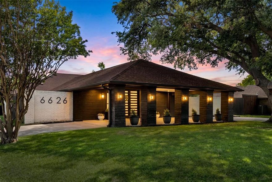 Completely remodeled Prestonwood home with a thoughtful layout and a strong connection to outdoor living, this updated residence offers three distinct outdoor spaces, flexible entertaining areas, and refined finishes throughout. Morning light moves through the open living spaces while wide-plank flooring and designer tile create a clean, cohesive look with no carpet anywhere in the home. The chef’s kitchen was designed for both function and gathering, centered around a 14-foot quartz island with seating and workspace to spare. A commercial-grade 6-burner range, pot filler, dual sinks, beverage refrigeration, double ovens, and custom cabinetry with soft-close drawers create a space that feels both polished and practical, with plumbing already in place for a second dishwasher, currently occupied by an ice maker. The primary suite is positioned privately on one side of the home, while three secondary bedrooms are tucked away on the opposite wing beyond the family room, creating separation without losing flow. The primary bath features a separate shower and soaking tub, dual vanities, and a spacious walk-in closet with room for seasonal storage and daily organization. Outdoor spaces offer flexibility for entertaining, relaxing, and everyday use, including a grassy yard, a pool yard with additional green space, and a private side patio. A circular drive with porte-cochère entry leads to a welcoming arrival experience. Additional updates include remodeled bathrooms with frameless glass showers, updated plumbing, designer lighting, recessed lighting, engineered hardwood flooring, custom windows and front door, upgraded insulation, refreshed landscaping, pool equipment and plaster, fencing, and security cameras. Roof replaced approximately three years ago. Foundation work completed with transferable warranty. Easy access to the Dallas North Tollway and George Bush Turnpike makes for a stressless commute to HQs in Plano, Frisco, Addison, and Downtown Dallas. Agent to meet.