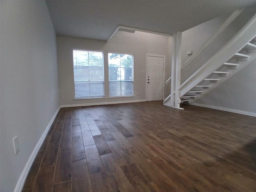 Move-in ready 2-story condo with 1 bedroom and 1 full bath upstairs, and a cozy living room and kitchen downstairs. Features include a private patio, open floor plan, washer and dryer connection, new tub, new toilet, new granite countertop, new appliances, and new flooring throughout. $60 application fee per adult; credit and background checks required. No evictions, lease breaks, or criminal history. Income must be 3x the rent. Tenant pays all utilities; water is $80 per person. Application fee is $75 per applicant. Minimum credit score is 620. No pet.