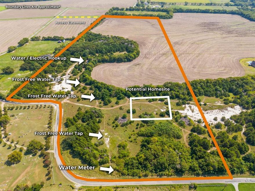 Tucked away just 15 minutes from Sherman, this 44.169-acre of ag-exempt property offers a rare blend of natural beauty and ready-to-use improvements. Imagine building your dream home on the highest point, where sunsets spill across rolling pastures, ponds, and a distant church steeple. With over 1,300 feet of road frontage and 3 miles of winding trails, the land invites exploration and peace in equal measure. A finished cabin with full utilities, bath-kitchen space, lofts, and a covered porch is already in place, along with a powered shipping container, upcoming shed, picnic area, and multiple water access points. Whether you’re seeking a private retreat, weekend getaway, or a forever homestead—this land is more than just property. It’s a place to write your next chapter.