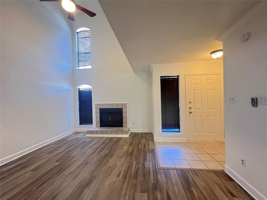 Open concept living at its best in this 2-story 2-2.5-2 townhome in Carrollton! Upgrades include granite countertops throughout. Desirable corner unit boasts lots of natural light with tons of windows. Living area features tall ceilings and a cozy WBFP. Well equipped kitchen includes a built-in microwave, dishwasher, disposal, flat top stove, refrigerator and breakfast bar. Both bedrooms are upstairs along with 2 full baths. Primary suite with his n' hers sinks and custom closet system. Rear entry 2 car garage, alarm system, full size utility area and ceiling fans in both bedrooms. Well managed HOA includes lawn maintenance. Only 1 pet allowed with owner approval.