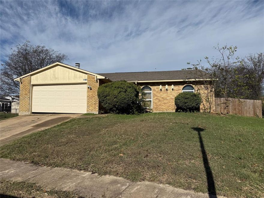 To be sold as is. Seller will do no repairs. Electrical panel has been updated and fence is a few years old.  Large living area has corner wood burning fire place. 3 bedroom 2 bathroom, 2 car garage with a huge backyard. Seller will review all offers on Dec. 1, 2025.