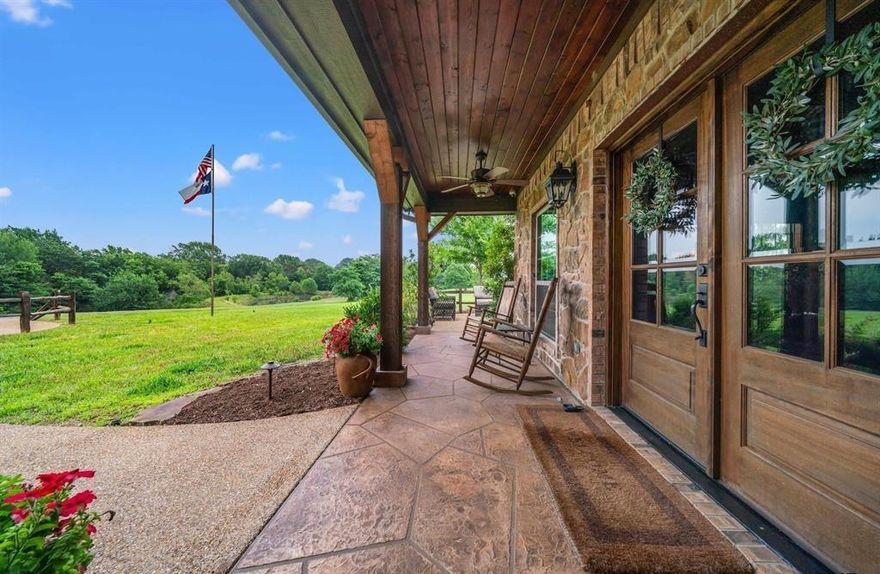 Welcome to an Entertainer's Paradise with gated entry featuring a Viking commercial operator, complete with a call button and remote access from the house. The property boasts a spring-fed pond, a 32x42 barn, and a 400-foot grapevine trellis with installed irrigation. Kitchen features Frigidaire Professional appliances and a convection oven. Entertain in style with a custom built-in bar in the lounge. The home also includes a gym and a heated and cooled storage room in the garage. State-of-the-art home theater, equipped with media center, a 135 in Silver Ticket 4K screen, an Epson 4K projector, 7.2 Polk Audio surround sound. Custom gunite pool with a spa, waterfall, and tanning ledge. Also a charming cottage serves as guest quarters or an additional home gym, complete with a half bath and outdoor shower. A spectacular outdoor kitchen awaits, featuring a built-in KitchenAid grill and Bradley Digital Smart Smoker. This is an extraordinary home so don’t miss out! Schedule a tour today!