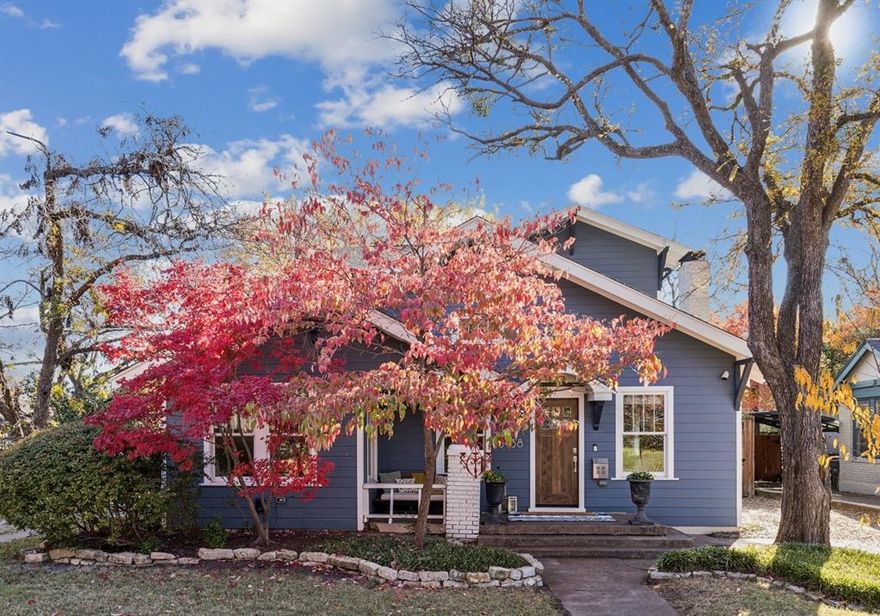 Located on a picturesque, tree-lined street in one of Dallas’ most beloved neighborhoods just a short walk to Tietze park, dining, shopping, and local favorites, this stunningly updated and expanded Craftsman sits on an oversized lot and blends timeless charm with a thoughtful, modern floor plan.
Taken to the studs and enlarged in 2016, this home boasts original architectural details and period-inspired charm paired beautifully with updated, custom finishes and designer hardware throughout.
Inside, warm hardwood floors, a soaring entry ceiling, elegant built-ins, and abundant natural light flow into open living and dining spaces designed for today’s lifestyle. The thoughtfully designed kitchen is equipped with a large quartzite island, ice maker, wine fridge, and KitchenAid appliances.  Sliding glass windows in the kitchen allow you to entertain guests as they enjoy the expansive covered back patio.
A dedicated study, sitting room and two bedrooms complete the first floor. This home offers a rare two-primary-suite layout (one on each floor) plus a separate guest house—perfect for multi-generational or flexible family living and hosting with ease.
The second floor offers a secondary living space or game room, a bedroom with ensuite bath, a large laundry room, and a luxurious primary suite with dual walk-in closets, dual sinks and vanities, heated bathroom floors, and a spa-like walk-in shower featuring multiple Grohe shower heads. A private patio off the primary suite is the perfect place to start your morning or unwind at the end of the day.
The landscaped backyard features a sparkling heated pool with in-floor cleaning system, spa, ample turfed play space, Ipe deck and a fully equipped guest house with full bath—ideal for visiting family, a home office, or studio. Smart home technology, built-in surround sound indoors and out, a gas fireplace, custom Elfa shelving, Bain air massage tub, and three gas tankless water heaters elevate functionality.
