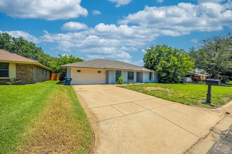 Wonderful updated home in Meadows of Candleridge with a sparkling pool!  Step inside to this bright and light home with new luxury vinyl flooring throughout, new granite countertops in kitchen and baths, updated lighting and fixtures, new tile backsplash in the kitchen and new tile in the showers, fresh paint, new skylights in living room and master bath, new windows and sliding door on the enclosed porch leading to the pool. Great outdoor space for long hot Texas summers. The kitchen opens to both a formal dining area on one end and a breakfast area on the other. Relax in either of the two living areas. Enjoy the fireplace in one and bask in the sunlight streaming in the large window in the other.  Great split layout with primary suite on one side of the house and other bedrooms and bathrooms on the other side. Convenient location close to Hulen, Chisholm Trail Parkway and more.