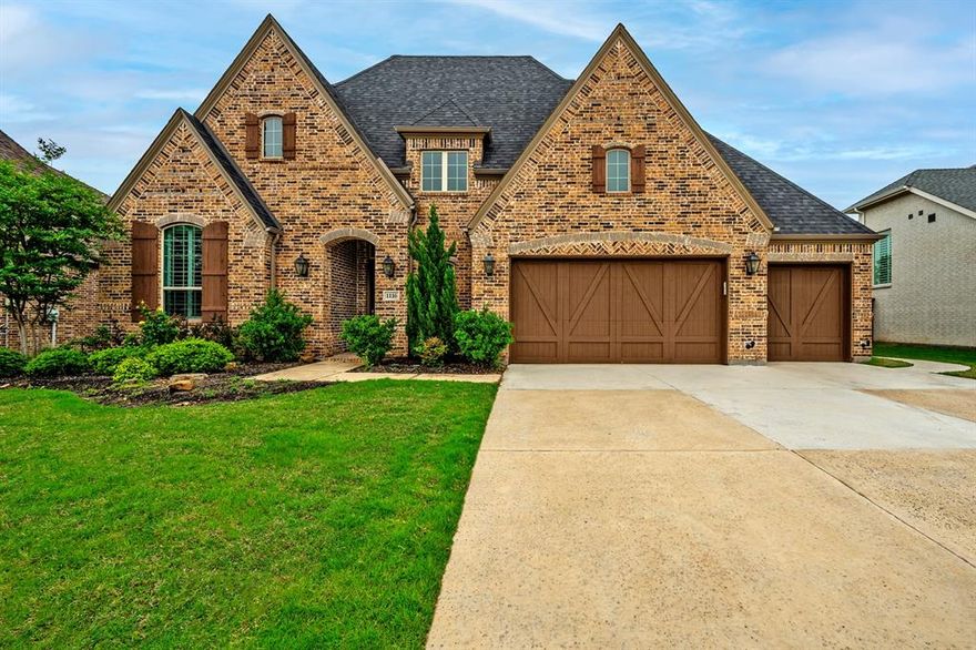 HARD to find OVERSIZED ONE STORY on PRIVATE LAKE LOT ready for NEW OWNERS! HIGHLAND HOMES plan with 4 bedrooms, 3 FULL BATHS, OPEN kitchen, spacious FAMILY ROOM, BRIGHT BREAKFAST NOOK, STUDY, MEDIA ROOM, handy TECH CENTER, MUD ROOM with 4 CAR TANDEM GARAGE! ALL the UPGRADES-QUARTZ, kitchen ISLAND, POT FILLER FAUCET, FARM SINK, WINE BAR with CABINETS and SINK, SS appliances, GAS cooktop, DOUBLE OVENS, CUSTOM tile BACKSPLASH, UPGRADED LIGHTING package, custom PAINT, OVERSIZED CERAMIC TILE, WOOD FLOORING, PLANTATION SHUTTERS, decorative GLASS FRONT door, TILE fireplace with GAS LOGS, OVERSIZED primary shower, DUAL SINKS, HUGE MASTER CLOSET! GIANT UTILITY room with SINK and STORAGE CABINETS, BIG backyard with COVERED PATIO, RADIANT BARRIER, TANKLESS WATER HEATER, EPOXY GARAGE FLOORING, exterior CEDAR SHUTTERS, and much more! BEAUTIFUL LAKE VIEW, Walking distance to COMMUNITY POOL, PRIVATE LAKE, HIKE and BIKE trails, PLAYGROUND and PARK! Welcome to FAIRWAY RANCH a MASTER PLANNED COMMUNITY all within popular NORTHWEST ISD!