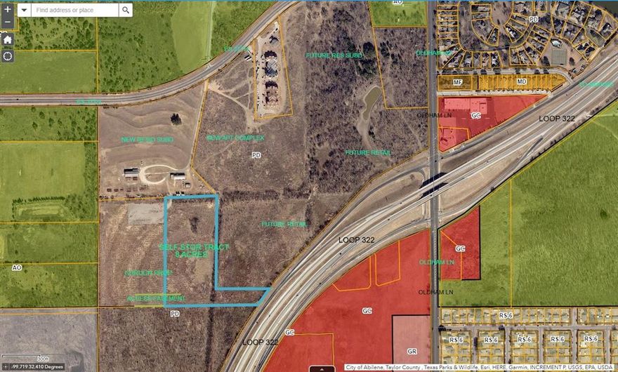 8 Acre Development Tract Zoned Planned Development for Self Storage Units or 18 Unit per acre Multi-Family.  Frontage on Loop 322 with great visibility and access.  More land is available if a larger tract is needed.