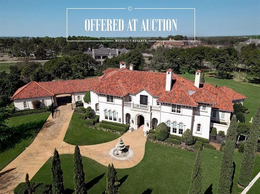 LUXURY REAL ESTATE AUCTION on-site on Monday, April 6th, 2026, at 11:00 AM. Previews begin on Saturday, March 21st, and will run every Saturday and Sunday from 1:00 to 4:00 PM until the auction. Private appointments are available; please call for details.

 INSPIRED BY THE GREAT VILLAS OF TUSCANY*APPRAISED AT $5.3 MILLION APRIL 2024*STUNNING ESTATE,LOCATED IN EXCLUSIVE GUARDED & GATED LAKE COMMUNITY OF CHATEAU DU LAC*NESTLED ON A SPRAWLING 2 ACRE LOT,CANVASSED BY MAJESTIC TREES*PRIVACY ABOUNDS*GRAND ENTRY W-ROTUNDA CEILING & HAND-PAINTED DOME*BUILT SPARING NO EXPENSE & PERFECT FOR ENTERTAINING WITH A GREAT FLOOR PLAN THAT FLOWS SEAMLESSLY*UNMATCHED ANYWHERE!*RELAX IN YOUR OWN BACKYARD PARADISE*CREATED FOR ENTERTAINING*OPENS TO SEVERAL PATIOS INCLUDING A LARGE PATIO W-OUTSIDE LIVING AREA, FIREPLACE & GRILL*BEAUTIFUL VIEWS OF EXPANSIVE POOL, BRIDGES*VINEYARD, KOI POND & FORT*NIGHT LIGHTING*STUDY W-FIREPLACE & READING AREA*WINE TASTING ROOM*SITTING AREA W-WINE STORAGE*UPPER LEVEL OFFERS 3 OVERSIZED BEDROOM EN-SUITES PLUS BILLIARDS ROOM,WET BAR & 2ND STUDY*PRIMARY & GUEST SUITE LOCATED ON 1ST LEVEL*GOURMET KITCHEN FEATURES DCS PROFESSIONAL SERIES GAS RANGE W-8 BURNERS & 2 OVENS*QUICK POSSESSION*5 HVAC ZONES*AEROBIC SEPTIC*CITY WATER*REAL STUCCO*TILE ROOF*5 TOTAL PARKING*4 OVERSIZED ATTACHED GARAGES & PORTE COCHERE*KITCHEN FEATURES SUBZERO FRIDGE, PASTA FAUCET, ISLAND, VEGGIE SINK, BUILT-IN DESK & TOP-OF-THE-LINE APPLIANCES*PRIMARY SUITE W 2-STORY CLOSET, FIREPLACE & FANTASTIC SHOWER*OTHER AMENITIES INCLUDE HAND-FORGED IRON BALUSTERS, ROJO TRAVERTINE FLOORING*3 FIREPLACES*5 FULL BATHS*2 HALF BATHS*SEE ROOM BY ROOM AMENITIES LIST, DRONE VIDEO SET TO MUSIC ON NTREIS*SEE APPRAISAL DONE BY ROBERT TOTTEN, VALUE AT $5,300.000*