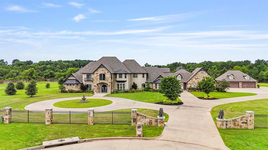 First time on the market for this magnificent estate and builder’s personal home that is located in a gated subdivision in a serene country setting minutes from everything S. Tyler has to offer. Live like royalty in prestigious Crown Point Estates on a 6-acre tract of land that is excluded from the HOA! This property checks off all the boxes with oversized living area, 6 bedrooms (each with their own ensuite bathrooms) plus 2 half-bathrooms; separate study, formal dining, 2 laundry rooms and upstairs media room with media chairs and state of the art equipment, barstools, mini-fridge and microwave; the most impressive 2,155 sq ft mancave with media system; overhead doors, built-in bar, fireplace and half-bathroom; custom designed gunite pool with swim up bar and underwater barstools, waterfall, spa and fire bowls and fire pit; enormous back patio and pool deck area; full size basketball sport court; whole-house Generac generator; 2 connected garages for 5 cars and 1 detached garage or workshop for 8 cars. So many high-end features including grand entrance staircase, wood floors, solid countertops, custom cabinets, designer lighting, gas 6-burner cooktop, plantation shutters and remote blinds, foam insulation, lots of moldings and trim work, 4 fireplaces, shower and separate garden tub and FIREPLACE in master bath with HUGE walk-in closet, 2-story vaulted ceilings and more! This property feels like you are at a resort 365 days per year with 6 acres of manicured and sprinklered grass that backs up to woods and massive covered patio!!! High-speed internet and cable is available through Optimum! Welcome to YOUR new Home!!