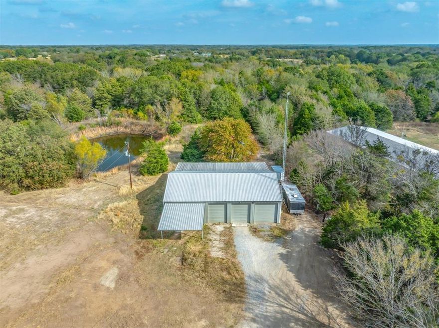 Perfect location for your dream home in the fastest-growing county in Texas. This 6.42-acre property offers ample space for a custom residence and room for your business. The 2,400 SF workshop features high ceilings and overhead doors on both the front and back. Enjoy a stocked pond, open pasture, and plenty of room for horses or livestock. Whether you're looking for a home, workspace, or recreation, this property delivers—with convenient access to Dallas for commuters.