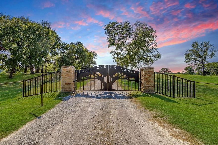 Welcome to Shady Creek Ranch, a turn-key horse property on 55 beautiful acres in Boyd, TX located approx 30 mins to Fort Worth & 40 miles to DFW Airport!  Step into a unique, custom luxury ranch home! As you enter the main level, you will find a formal dining, kitchen, living plus an office.  Primary suite offers fireplace, a spacious ensuite bath & walkin closet.  Downstairs offers guest kitchen, large living area & 3 secondary bdrms all ensuite baths. Standout features include custom shutters, mud room, unfinished elevator shaft & wine room ~ just to name a few! For the horse lovers, the 100x50 horse barn features 6 stalls with runs, wash rack, climate controlled tack room, feed hay storage, full bath plus living quarters. Spring fed pond averages 8ft deep. 10 acre hayfield produces approx 60-90 round bails a year.  Additionally, there are 3 potentially income producing properties ~ perfect for manager's house, guesthouse, etc. New roof 2024. Home is foam encapsulated.
