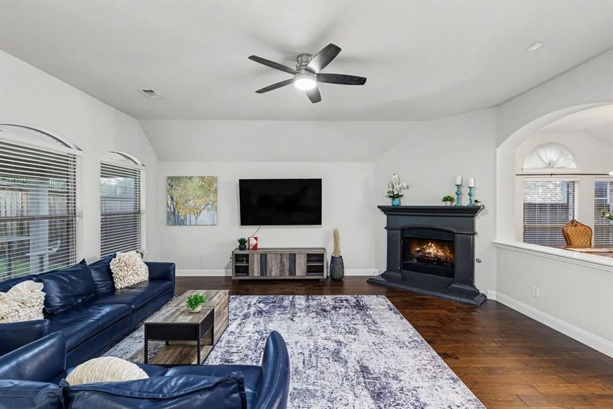 Welcome to this beautifully designed single-story home in the highly sought-after Briarwyck community in Roanoke, TX. Offering 4 bedrooms, 2.5 baths, and a functional open-concept layout, this home is perfectly suited for modern living. From the moment you step inside, you’ll notice rich wood flooring, custom lighting, and expansive living spaces that create a warm yet elevated feel—ideal for both everyday living and entertaining. Fresh paint and new carpet in all bedrooms add a clean, move-in ready appeal.

The chef-inspired kitchen is the heart of the home, seamlessly opening to the main living area for easy flow and connection. A dedicated dining space is perfect for gatherings, while a built-in desk or workspace in the main living area adds everyday functionality—ideal for working from home, homework stations, or managing busy schedules.

The thoughtfully designed floor plan balances open living with private retreats. The spacious primary suite offers dual closets and a generously sized ensuite bath designed for relaxation. A dedicated media room provides flexible space for movie nights, game days, a playroom, or even a private office.

Situated on a private lot with no back neighbors, this home offers rare peace and privacy while remaining conveniently located near shopping, dining, Texas Motor Speedway, and DFW International Airport. Zoned to highly rated Northwest ISD.

Residents of Briarwyck enjoy resort-style amenities including a community pool, playground, and scenic walking trails. Just minutes away, experience Roanoke—known as the Dining Capital of Texas—with award-winning restaurants, local events, live music, and year-round entertainment. Enjoy a charming small-town feel with easy access to both Dallas and Fort Worth.

This home offers the perfect blend of single-story convenience, thoughtful design, and lifestyle in North Texas—don’t miss your opportunity to make it yours!