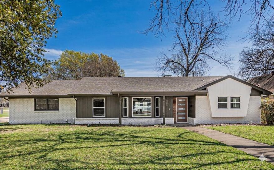 Welcome to your dream home! This fully updated 3-bedroom, 2 bath home is located on a large corner lot right next to city park and playground with sideway garage entrance. Great curb appeal with all New double-pane windows for energy efficiency. Through the new elegant front door, you're welcomed by a spacious open floorplan features real cedar post and center beam. The well-appointed gourmet kitchen, complete with a spacious premium quartz island, all solid wood shaker cabinets with slow close, stainless-steel appliances, while the recessed lighting provides a warm ambiance. The eat-in kitchen area is perfect for family meals and gatherings. The primary suite offers a private ensuite bath, double vanity, wooden sliding door and a large walk-in shower. Other modern upgrades include Luxury waterproof LVP flooring throughout with no carpet, All new LED lights, all remote-controlled ceiling fans, New electric panel, and fresh paint throughout. Step outside to discover a large backyard with concrete patio. With the park and playground right across the street, this house is perfect for family with kids or grand kids,  offering endless possibilities for outdoor activities.