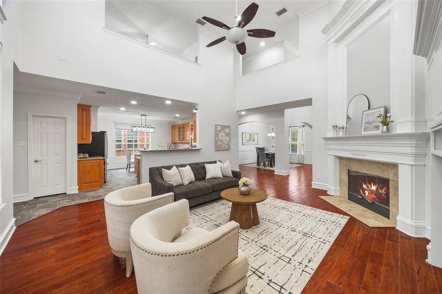 Welcome to 4224 Barnsley Drive, a beautifully updated home in West Plano’s Stonewood Glen offering the space, layout, and location buyers want at a price positioned to sell. With 5 bedrooms, 4 full baths, and 3,461 square feet, this move-in ready home blends timeless design with thoughtful updates for the way people live today. From the moment you arrive, mature landscaping, a custom steel front door, and inviting curb appeal set the tone. Inside, rich hardwood flooring, designer lighting, vaulted ceilings, and an open flow create a warm yet elevated feel. The main living areas are ideal for everyday living and entertaining, anchored by a spacious family room with a gas fireplace and easy connection to the kitchen and breakfast area.
The kitchen is beautifully appointed with granite countertops, a large island, butler’s pantry, stainless steel appliances, double ovens, gas cooktop, and generous cabinetry. The first-floor primary suite offers a true retreat with hardwood floors, a sitting area, freestanding tub, separate shower, dual vanities, and a custom closet system. A second bedroom on the first floor adds flexibility for guests or multigenerational living. Upstairs features spacious secondary bedrooms, multiple full baths, and a large game room perfect for media, play, office, or added living space. Outdoor living continues with a covered patio and pergola-style timber truss structure, ideal for relaxing or entertaining. Rear-entry garage access enhances the streetscape, while thoughtful improvements throughout add to the home’s appeal. Stonewood Glen offers more than just a home, with HOA access to community pools, tennis courts, pickleball courts, playgrounds, gathering spaces, and immediate access to the nearby bike path system. Located in Plano ISD and minutes from shopping, dining, parks, and major medical centers, this is a rare opportunity to secure a spacious, updated home in one of Plano’s most established and desirable areas.