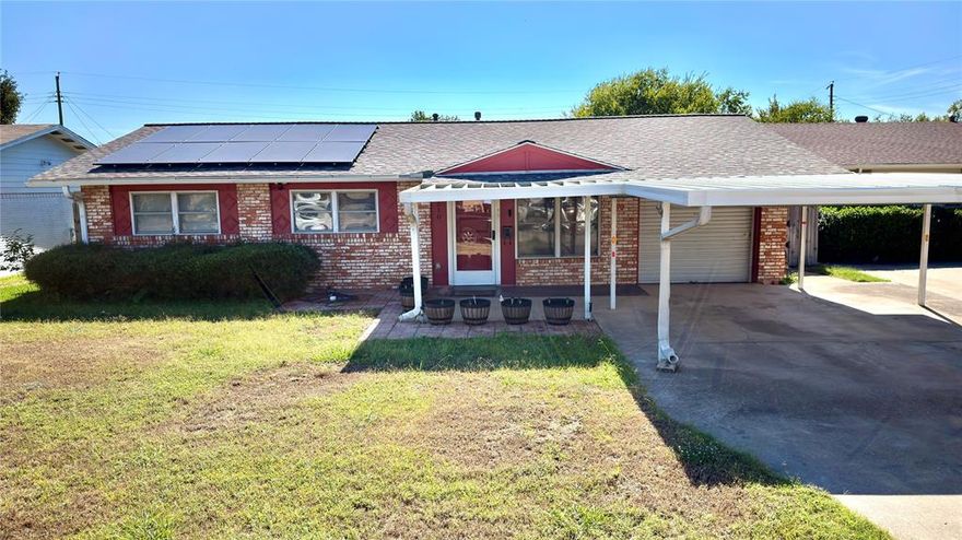 Move-in-ready 3-bedroom, 2-bathroom home in the heart of Irving’s charming, established neighborhood. Fully remodeled in 2020, this home features a modern open floor plan with recessed lighting and quality finishes throughout. The spacious kitchen boasts quartz island countertops, custom self-closing cabinets, and stainless steel appliances. Both full bathrooms were updated in 2020 for a luxurious feel. The versatile 6x10 ft bonus room offers abundant closet space, ideal for a home office, gym, or extra storage. Additional highlights include a 2020-installed AC system, a 2023 roof, and solar panels (fully paid off at closing) connected to the grid, reducing energy costs with an average TXU bill of just $72.42 over the past 12 months. The converted garage includes a 10x7 storage area with a roll-up door, and a mudroom off the utility area adds convenience. Outside, enjoy a wood-fenced backyard (installed 2020) with four storage units, all with electricity—one ideal as a workshop, three perfect for equipment or general storage. This home is sold as-is, offering great value with energy-efficient upgrades and flexible spaces for all your needs. Key Features: 3 bedrooms, 2 full bathrooms; 6x10 ft bonus room with massive closet space; Full 2020 remodel with open floor plan; 2023 roof and paid-off solar panels; Average TXU bill: $72.42 (last 12 months); Converted garage with 10x7 storage; Four electrified outdoor storage units; Wood fence and central Irving location. Don’t miss this beautifully updated home with modern amenities and unbeatable energy savings in a welcoming neighborhood!