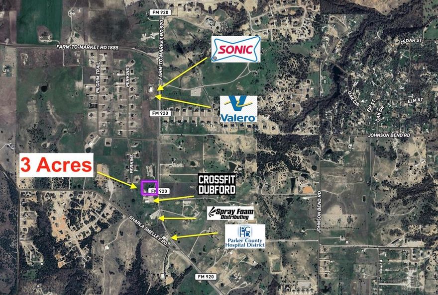3 ACRE LOT IN HIGH TRAFFIC AREA JUST NORTH OF BOOMING WEATHERFORD, TX. This lot offers a flat building surface with access to FM 920 with high visibility in a high traffic area surrounded by other businesses and housing subdivisions. This lot would be idea for a multitude of uses.