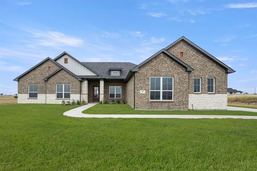 MLS# 20923311 - Built by Dunhill Homes - Ready Now! ~ Welcome to the epitome of luxury living with our stunning 2725 sqft Stockyard plan. Boasting 4 spacious bedrooms, each with its own walk-in closet, 3.5 baths, and a 3-car garage, this home offers ample space and convenience for every member. As you step into the foyer, you'll be greeted by the grandeur of the expansive great room, featuring a cozy fireplace and abundant natural light. To one side, a gourmet kitchen awaits, complete with waterfall countertops, built-in Samsung appliances, and a walk-in pantry, making it the heart of the home. But that's just the beginning—this home is designed for both relaxation and entertainment. Enjoy movie nights or friendly game competitions in the expansive media-gameroom, a versatile space that adapts to your lifestyle. Need a quiet space to focus or work from home? The dedicated study provides privacy and functionality, ideal for remote work or creative pursuits. Retreat to the luxurious primary suite, complete with a separate tub, oversized shower, and a MASSIVE walk-in closet conveniently connected to the laundry room. Step outside to the covered patio, accessible from the primary bedroom, and enjoy the serene outdoor surroundings. With its thoughtful design, upscale finishes, and abundance of living space, this floor plan offers the perfect blend of comfort, convenience, and luxury for modern living.  Photos and renderings are representative, and do not reflect photos of the actual home.
