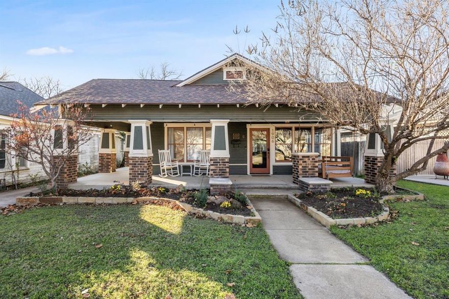 A beautifully preserved piece of Fort Worth history located in the heart of the Historic Fairmount District. This meticulously maintained and thoughtfully updated home blends timeless character with modern comfort. Enjoy relaxing on the spacious covered patio—more than just an outdoor space, it’s an inviting place to unwind and entertain. Inside, classic charm meets functionality with a kitchen featuring glass-front cabinets, granite countertops, and stainless steel appliances.

The primary suite offers a private retreat with French doors opening to a side porch, a generous walk-in closet, dual vanities, and a separate soaking tub and shower. Designed for comfort and relaxation, it’s the perfect escape at the end of the day.

Ideally situated within walking distance to Magnolia Avenue’s popular restaurants, bars, coffee shops, local boutiques, gyms, trails, and more—this home offers historic charm, modern updates, and an unbeatable location.