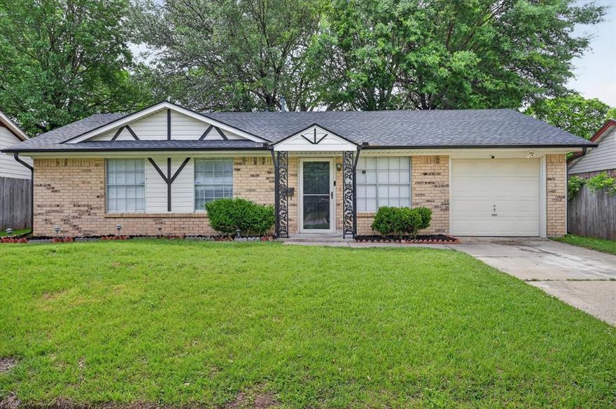 Priced below market value!  Great starter home or investment property. This move-in-ready property features 3-bedrooms, single-story brick home which is well maintained.  Kitchen comes fully equipped with brand NEW frig, NEW gas stove, and NEW dishwasher. Has a walk-in pantry and separate laundry room.  Vinyl plank flooring and ceramic tile throughout. No carpet!  Central heat and air, plus ceiling fans for those hot days in Texas.  The garage was converted (half room, half storage) and adds valuable flex space for home office, playroom, workout area, hobby room, or extra storage to fit your lifestyle needs.  Swing and storage shed in backyard. Driveway fits 2 vehicles. No HOA! Near shops and schools. All qualified Buyers, including Veterans, are welcome to submit an offer, though Seller says price is firm!!!