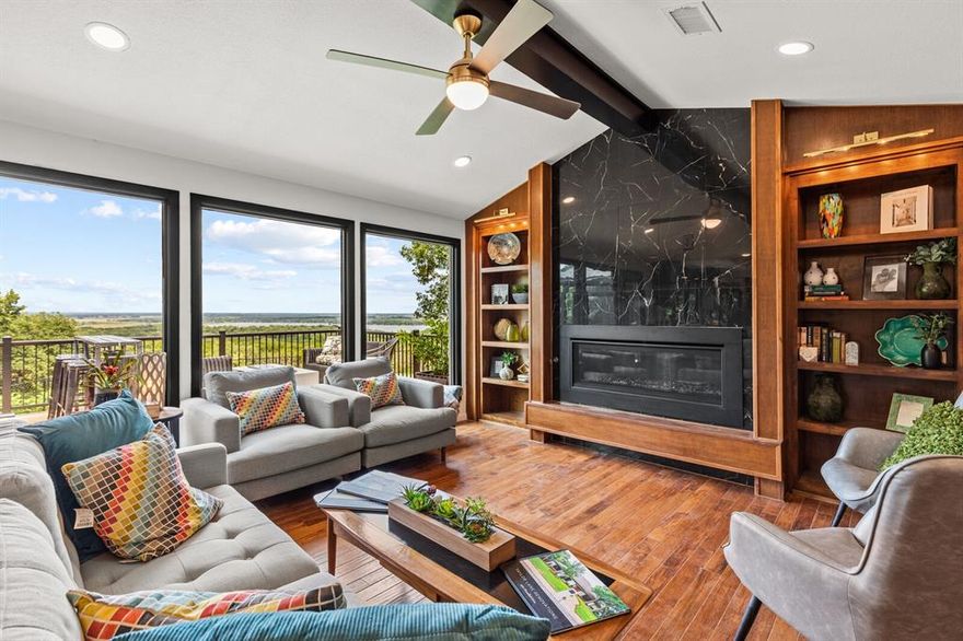 Superior quality, totally renovated, gorgeous midcentury modern home with a beautiful, view of Lake Waco.  Expansive outdoor living with covered patios, deck, firepit and gardens. Over 3700 square feet with 5 bedrooms, 3 full baths and 2 half baths. Gourmet kitchen with 48-inch stainless professional gas range. 6 burners, convection oven and standard oven. Built-in panel ready refrigerator-freezer.  Butler's pantry with additional refrigerator-freezer, convection oven, washer and dryer and a huge pantry. Fabulous primary en-suite bedroom with lakeview bathroom with large walk-in shower, soaking tub and huge closet with a lakeview. Additional living area, kitchen, bedroom and bathroom with access to a private patio.