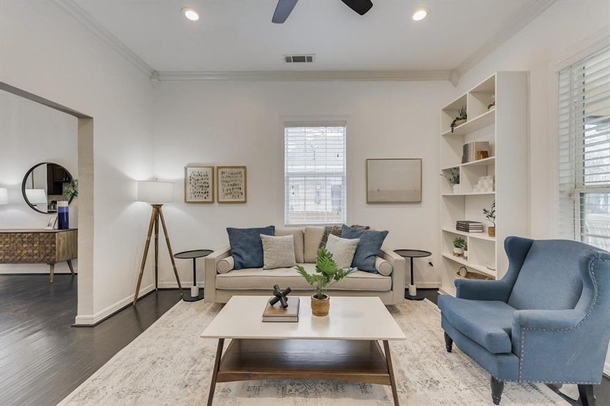 Experience the charm of one of Dallas’s most desirable neighborhoods in this beautifully updated freestanding, fully furnished single-family home. Located just steps from the vibrant Bishop Arts District, Trinity Groves, and scenic Kessler Park, and only minutes from downtown Dallas, this home offers the perfect blend of convenience and character.

Inside, hardwood floors flow seamlessly throughout, complementing the elegant interior design and creating a warm, inviting atmosphere. The spacious kitchen features built-in stainless steel appliances, ample cabinet and counter space, and a striking tile backsplash.
All bathrooms are newly remodeled with up-to-date, stylish finishes accented by porcelain tile. Ideal for entertaining or relaxing at home, this move-in-ready residence boasts generous living spaces and an expansive backyard—perfect for pets, kids, or outdoor gatherings.