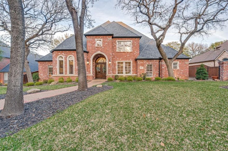Located in the prestigious Monticello Estates, the only guard-gated community  in Southlake. This beautifully appointed 5-bedroom, 4.5-bath residence offers 5,735 square feet designed for comfortable living and effortless entertaining. The home showcases soaring ceilings, three fireplaces, a spacious primary suite, generous secondary bedrooms, and a versatile game room that provides flexible living space to suit a variety of needs.

The primary bedroom is a true retreat, featuring soaring ceilings, a cozy fireplace, a seating area, a wall of windows overlooking the stunning backyard, and direct access to the outdoor living space. The elegant spa-like primary bath enhances the experience with refined finishes and a relaxing atmosphere designed for everyday comfort.

The chef's kitchen is well-equipped and opens seamlessly to the main living areas, creating an inviting flow ideal for both daily living and entertaining. An interior bar further elevates the home’s entertaining capabilities and includes a wine refrigerator with storage for up to 120 bottles, an additional mini refrigerator, and built-in storage.

Outdoor living is equally impressive, with a backyard designed for relaxation and gatherings. The space features a sparkling pool and spa, outdoor kitchen, cabana, outdoor shower, multiple seating areas, and a grassy lawn. Two Japanese maple trees add natural beauty and enhance the overall landscape. Additional exterior highlights include an automated Rachio sprinkler system, exterior mosquito system, and leaf protectors on the rain gutters.

With thoughtful updates throughout and exceptional indoor and outdoor living spaces, this home presents a wonderful opportunity to enjoy the lifestyle and setting of Monticello Estates, a distinctive neighborhood where each home is truly unique, featuring scenic walking trails, along with private pickleball and tennis courts for residents to enjoy.