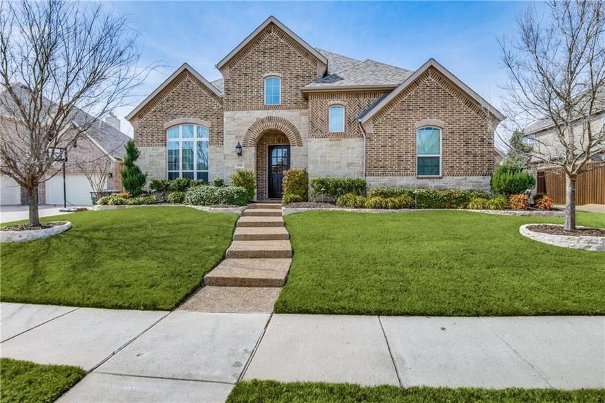 Immaculately maintained Highland Home custom build in prime Prosper location — designed for effortless everyday living & elevated entertaining. Thoughtful 1st flr layout features private guest ste w-ensuite bath, dedicated media rm, exec study w-BI cabinets & expansive primary retreat w-sitting area & lg WI closet. Open-concept living showcases oversized family rm w-dramatic wood beam vaulted ceiling & wall of windows framing the backyard oasis. Gourmet kit is built to perform w-dbl ovens, ss appl, gas c-top, Butler's pantry, dedicated coffee bar & generous dining area. Upstairs offers large game rm w-BI dry bar + 3 addt'l bdrms each w-WI closets, perfect for growing families or hosting out of town guests. Step outside to a resort-style backyard w-custom pool & spa, covered patio plumbed for gas & elec, prof landscaping & dedicated side yard for pets — your own private retreat for weekends & warm Texas evenings. Thoughtful extras incl full house water filtration sys, rich hardwood flrs, 3-car garage, abundant storage & ext lighting throughout. Situated in one of Prosper's most sought-after communities w-top-rated schools, parks & walking trails nearby, plus just minutes to premier shopping, dining & major hwys for easy commutes. Move-in ready & built for the way you actually live. Tenant occupied — tenant is flexible & willing to break lease upon sale to accommodate new owner. Showings by appointment only.