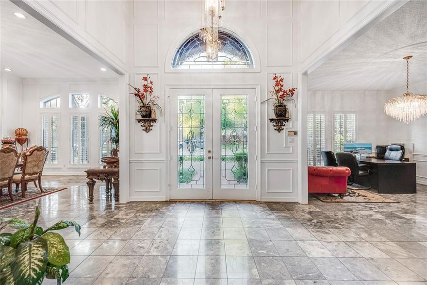 Timeless elegance, thoughtful design, and spiritual proximity—this exquisite Highland of McKamy estate offers a rare blend of luxury and location. Situated on a prime corner lot within the highly desirable Far North Dallas Eruv and acclaimed Plano ISD, this North facing 6-bedroom, 6.1-bath home is a sanctuary of comfort and sophistication.
From the moment you arrive, the circle drive and mature trees welcome you to a gracious entry framed by leaded glass double doors. Inside, you'll find expansive living and dining spaces adorned with plantation shutters, a wet bar, and a wall-length buffet that make hosting effortless. The heart of the home—an oversized kitchen—offers abundant storage and flow for gatherings both large and small.
Each bedroom features its own ensuite bath, ideal for privacy and multi-generational living. The secluded primary wing is a retreat unto itself, complete with a private sitting room, fireplace, balcony overlooking the pool, and its own wet bar and kitchenette.
Step outside to your private backyard oasis with lush landscaping, multiple sitting areas, a sparkling pool and spa—perfect for year-round relaxation and entertaining.
Located just minutes from revered places of worship, community centers, and hike & bike trails, this home blends elegant living with meaningful connection and convenience.
Roof replaced September 2023. Don’t miss this rare opportunity to own a home that truly has it all.