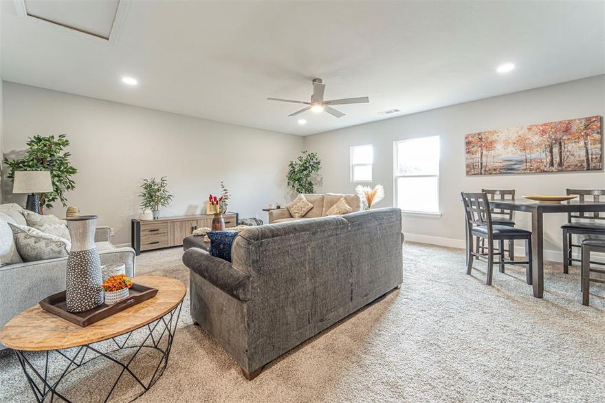 Welcome home to this exquisitely renovated single-story home nestled in the burgeoning Lewisville area. This home has been meticulously designed with inviting spaces, perfect for gathering with family and friends. The seamless, light-filled open floor plan effortlessly connects the generous living room to the elegant dining area and extends to the vast backyard featuring a delightful patio for your entertainment pleasure. Indulge in the spacious kitchen adorned with brand-new stainless steel appliances, abundant cabinets, and sleek quartz countertops. Experience the comfort of recent upgrades, including new electrical wiring, plumbing, and an upgraded AC condenser. The roof and water heater were replaced in 2022. Foundation repaired with a new PVC pipe in 2022, New fence, upgraded windows, and meticulously chosen flooring, including plush carpeting. Step into the elegantly remodeled bathrooms, showcasing a blend of style and functionality.